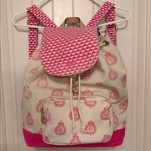 Vineyard Vines Pink and Cream Patterned Backpack